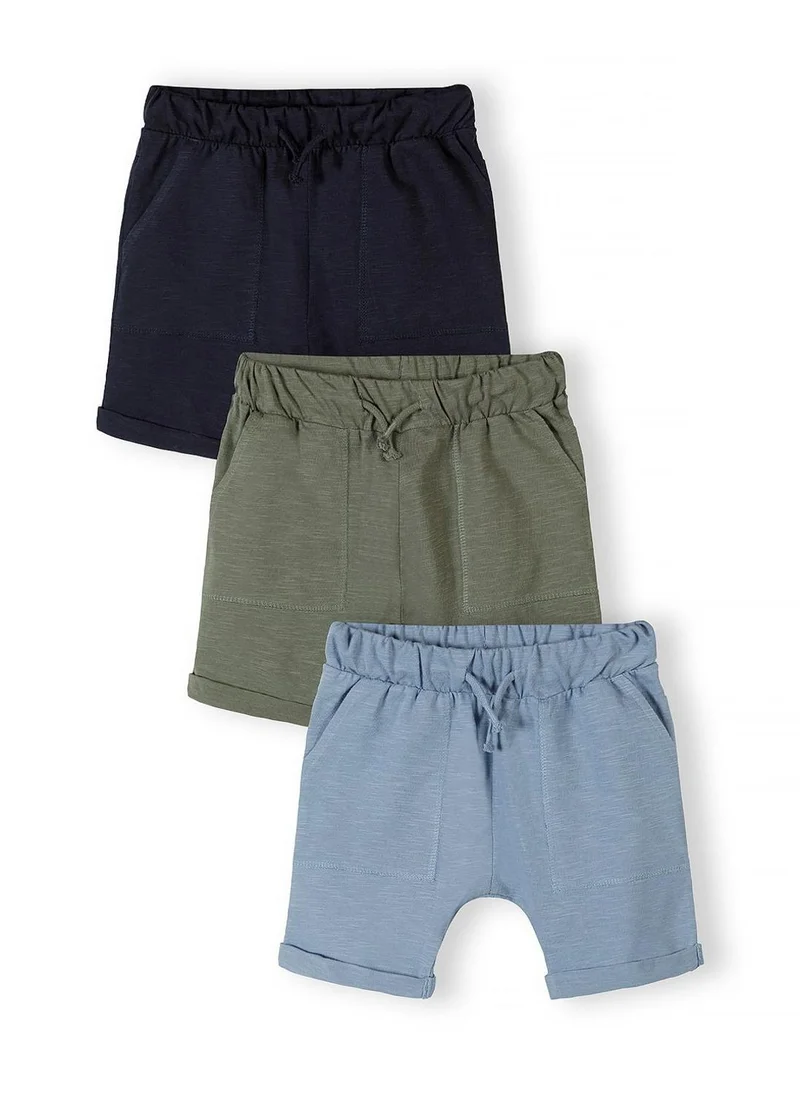 مينوتي Boys cotton jersey shorts 3-pack black blue teal 12m-7j